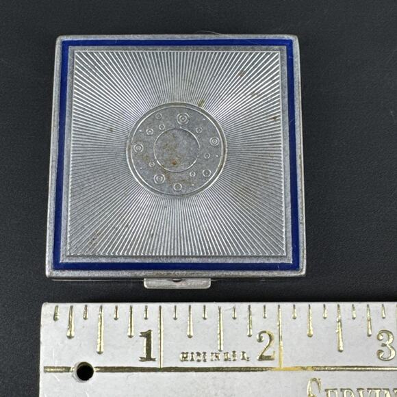 Vintage Bourjois Silver Tone Art Deco Compact Evening in Paris Vanity - Picture 2 of 9